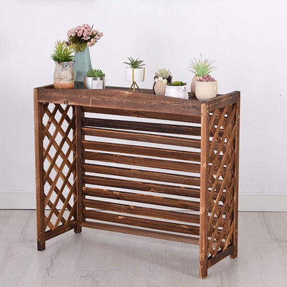  Housse De Protection Pour Climatiseur Pompe à Chaleur, Support De Fleurs D'extérieur En Bois, écran De Confidentialité En Bois Massif Pour Climatiseur, Protection De Balcon Dissimulée