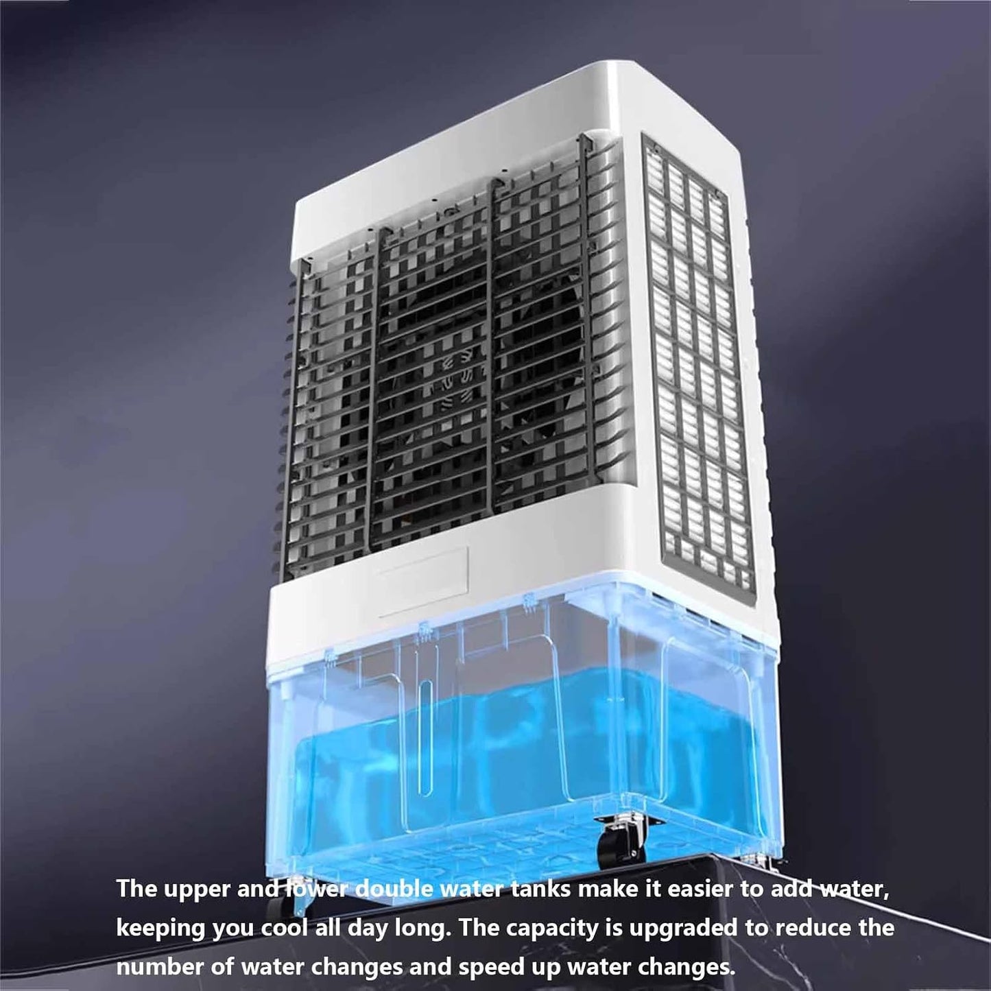  Refroidisseur D'air Par évaporation Portable Avec Grand Réservoir D'eau De 45 L, Refroidissement à Haute Efficacité Pour L'intérieur Et L'extérieur