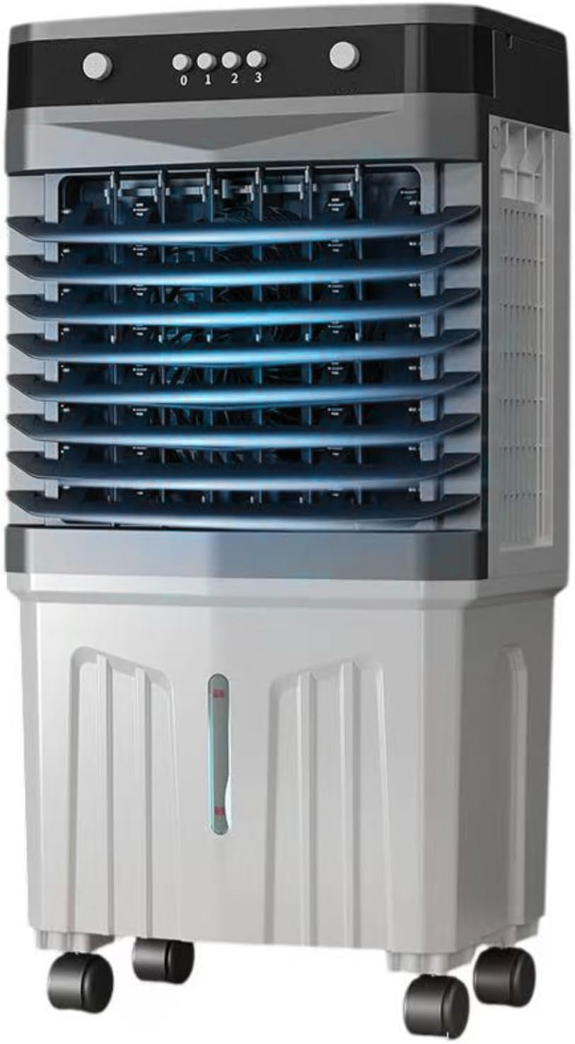 GENERIC Refroidisseur D'air Par évaporation Avec Réservoir D'eau, Climatiseur Portable, 3 Vitesses, Minuterie 12h, Poche De Glace, Oscillation à 120°, Idéal Pour Garage Et Usage Commercial