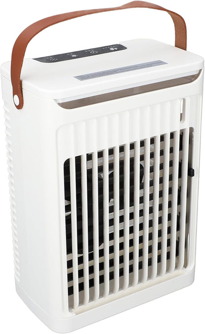  Climatiseur Portable, Humidificateur, Refroidisseur D'air, Refroidissement Efficace, 2 Brumes Froides, Ventilateur à 5 Vitesses, 7 LED, Mini Prise USB, Pour Maison, Bureau,