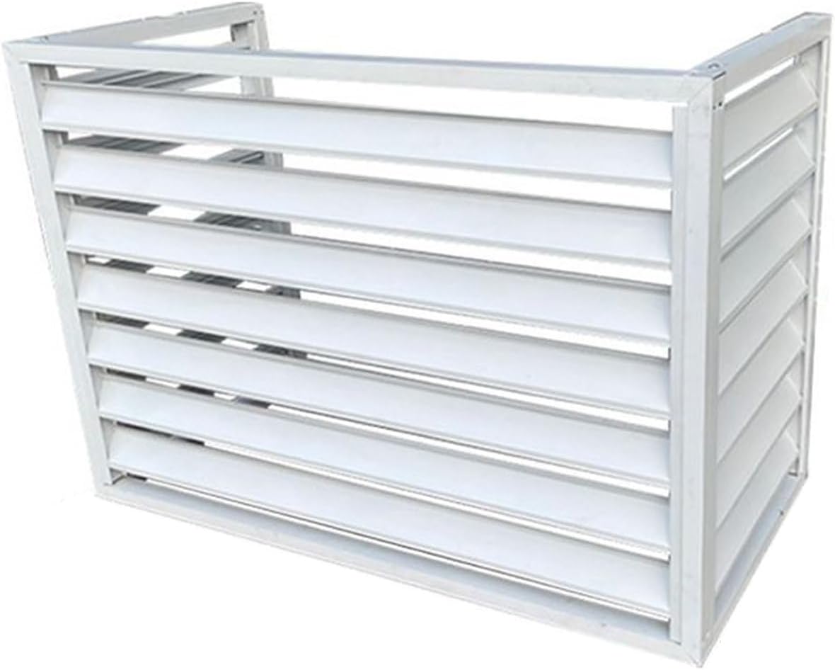 GENERIC Housse De Climatiseur En Aluminium De Qualité Supérieure Et écran De Clôture Pour Pompe à Chaleur – 3 Panneaux Pour Intérieur/extérieur 110 X 80 X 60 Cm, Design Blanc élégant