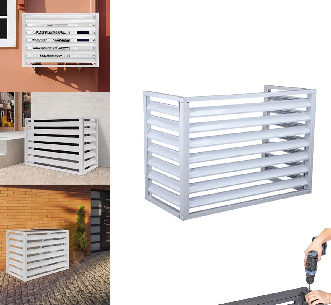GENERIC Couvercle De Pompe à Chaleur AC En Alliage D'aluminium Et Volets De Support De Fleurs – Réduction Du Bruit – Accessoires Résistants Aux Intempéries Pour Climatiseur 2-3P Améliorant La Façade De La