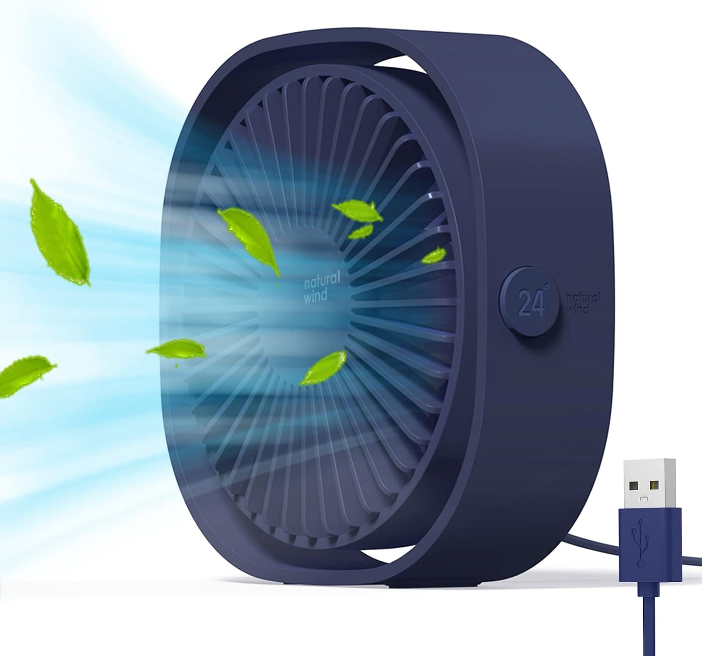  Simpeak Ventilateur USB Mini Ventilateur Portable Silencieux Ventilateur Bureau 3 Vitesses Réglable Alimenté Par USB, Pour Le Maison Et Bureau (Bleu)