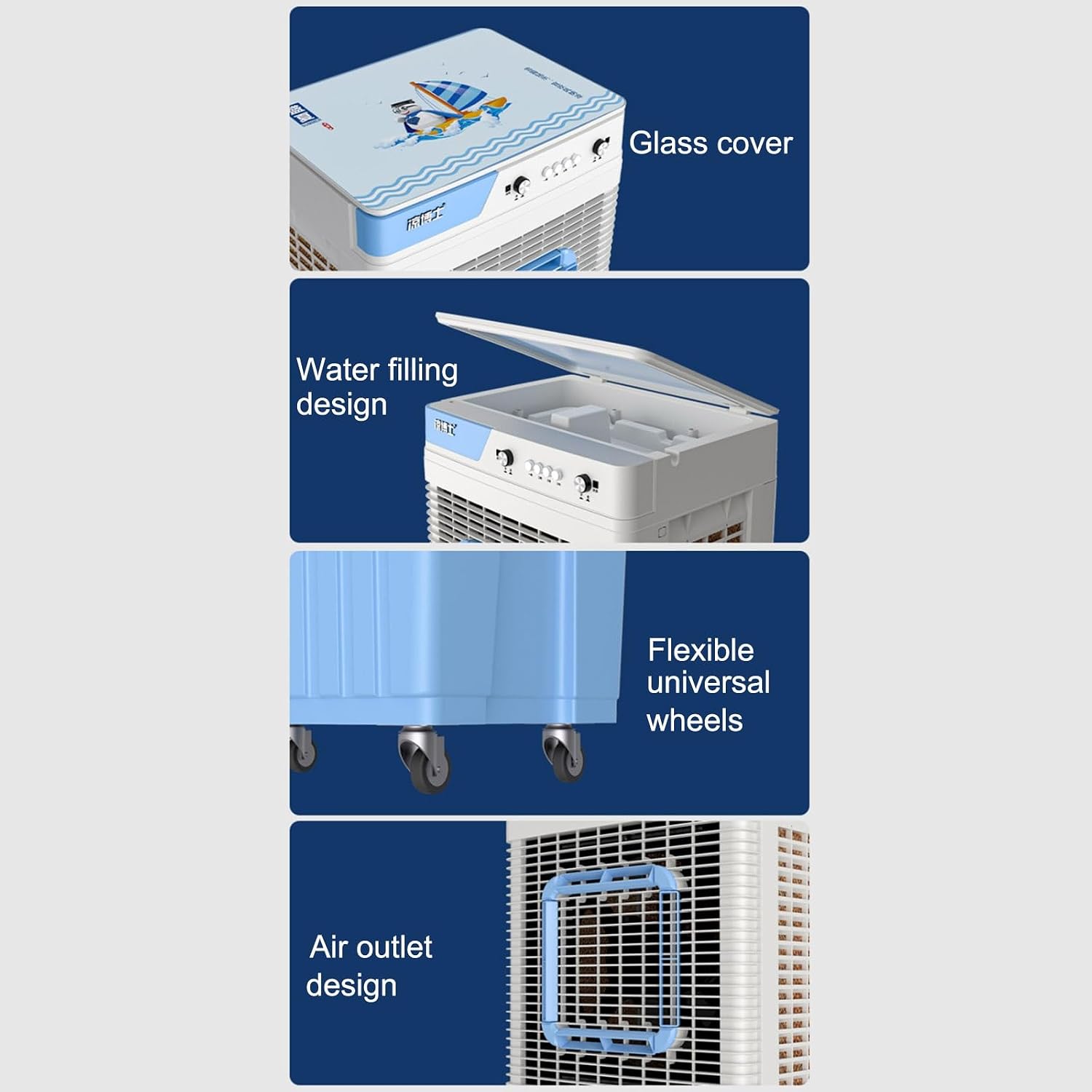 GENERIC Refroidisseur D'air évaporatif Commercial, Refroidisseur De Marais 3 En 1 Avec Réservoir 30L/40L, 3 Vitesses, 150 Large Swing, Portable Pour L'usine D'atelier De Garage