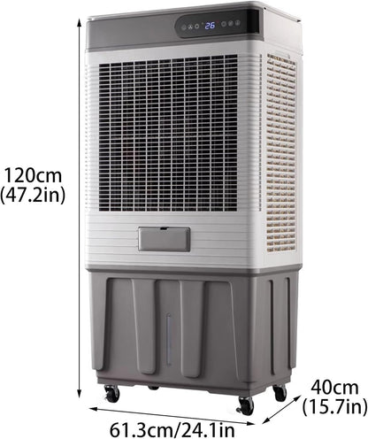  Refroidisseur D'air Évaporatif 3 En 1, Refroidisseur De Marais Avec Minuterie De 12 Heures Et 3 Vitesses, Climatiseur Portable À Double Réservoir Pour Chambre Et Bureau