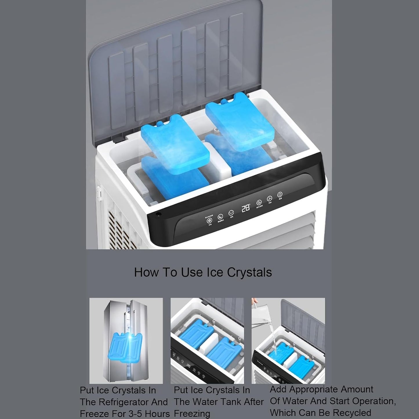  Climatiseurs Portables, Rafraichisseur D'air Avec 4 Blocs De Glace, Oscillation à 90°, Pour Garage, Cour Et Usage Commercial