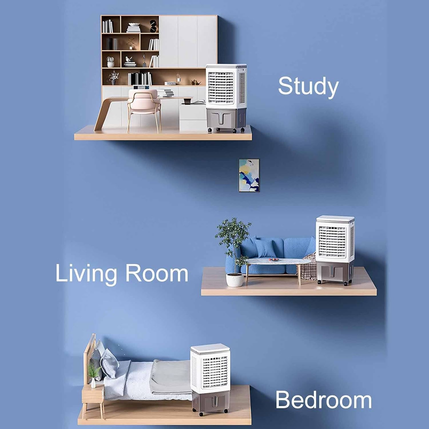 GENERIC Refroidisseur De Climatiseur Portable, Ventilateur à 3 Vitesses, Réservoir D'eau De 40 L, Ventilateur De Refroidissement 3 En 1 Avec Roues, Télécommande Pour Une Utilisation En Intérieur/extérieur