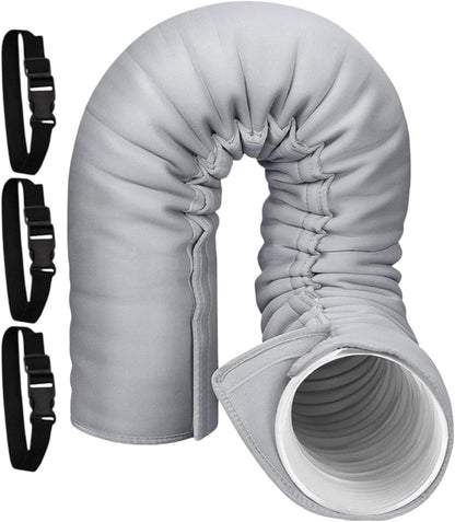  Manchon Isolant Pour Tuyau De Climatisation150X53Cm Avec 3Sangles,gris,noir | Portable, Lavable, Polyester Matériau, Pour Châssis, Garage Camping-car, Avec 3 Sangles à Boucle élastique