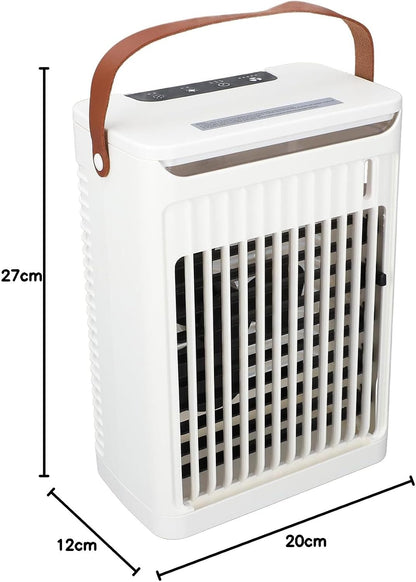  Climatiseur Portable, Humidificateur, Refroidisseur D'air, Refroidissement Efficace, 2 Brumes Froides, Ventilateur à 5 Vitesses, 7 LED, Mini Prise USB, Pour Maison, Bureau,