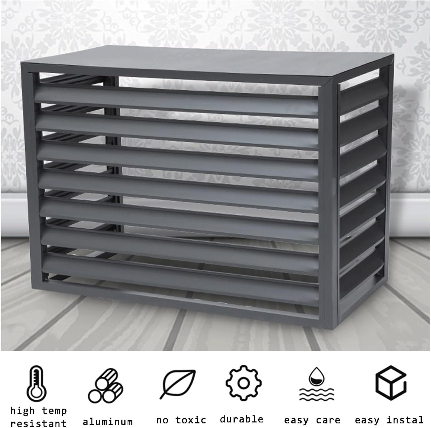 GENERIC Écran De Clôture Pour Climatiseur Extérieur – Volets En Alliage D'aluminium Anti-corrosion Et Support De Fleurs Pour Unité Extérieure En Métal, Blanc, Taille 2-3P (L1)