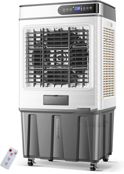 Refroidisseur D'air Par évaporation De 130 Cm (51 Po), Débit De 3900 Pi³/min, Réservoir De 75 Litres (19,8 Gal) Et 4 Compartiments à Glace, Télécommande, Minuterie De 12 H, Oscillation, Ventilateur