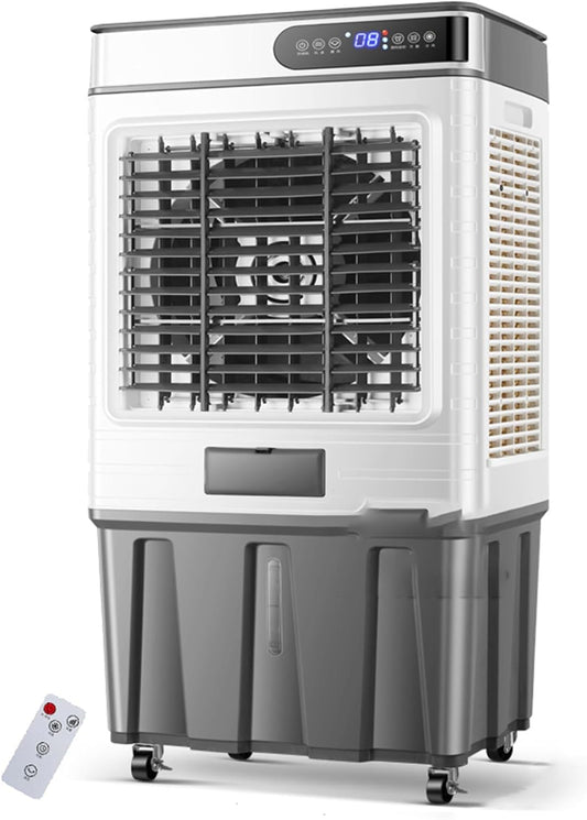  Refroidisseur D'air Par évaporation De 130 Cm (51 Po), Débit De 3900 Pi³/min, Réservoir De 75 Litres (19,8 Gal) Et 4 Compartiments à Glace, Télécommande, Minuterie De 12 H, Oscillation, Ventilateur