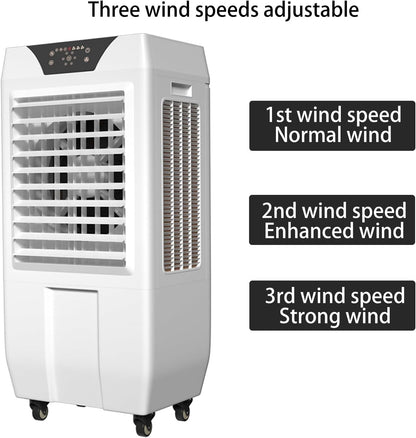 GENERIC Refroidisseur D'air Par évaporation Portable, Refroidisseur De Marais à 3 Vitesses Avec Cristaux De Glace, Idéal Pour Une Utilisation Sur La Terrasse Et Le Garage, Climatiseur Portable économe En
