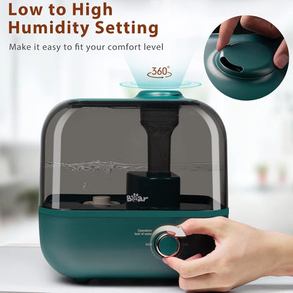  BEAR Humidificateur 5L à Remplissage Par Le Haut, 28 DB Ultra Silencieux Pour Bébés Et Plantes, Fonctionne Jusqu'à 35 Heures, Avec Plateau D'arômes, Buse à Vapeur Rotative à 360°, Arrêt Automatique