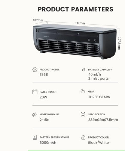  Ventilateur De Climatiseur Dispositif De Ventilateur à Trois Vitesses Avec Refroidisseur De Charge Sans Fil Fonctionnement à Faible Bruit Refroidissement Rapide Niveaux D'humidité équilibrés Pour