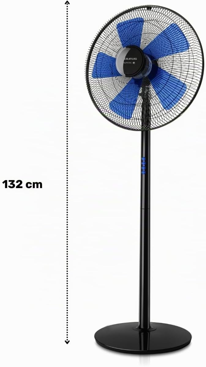  Taurus Boreal 16C Elegance - Ventilateur Sur Pied 40W, Hauteur Jusqu'à 130cm, 5 Lames, Diamètre 40cm, 3 Vitesses, Système D'oscillation Et D'inclinaison, Poignée De Transport, Base Ronde, Silencieux