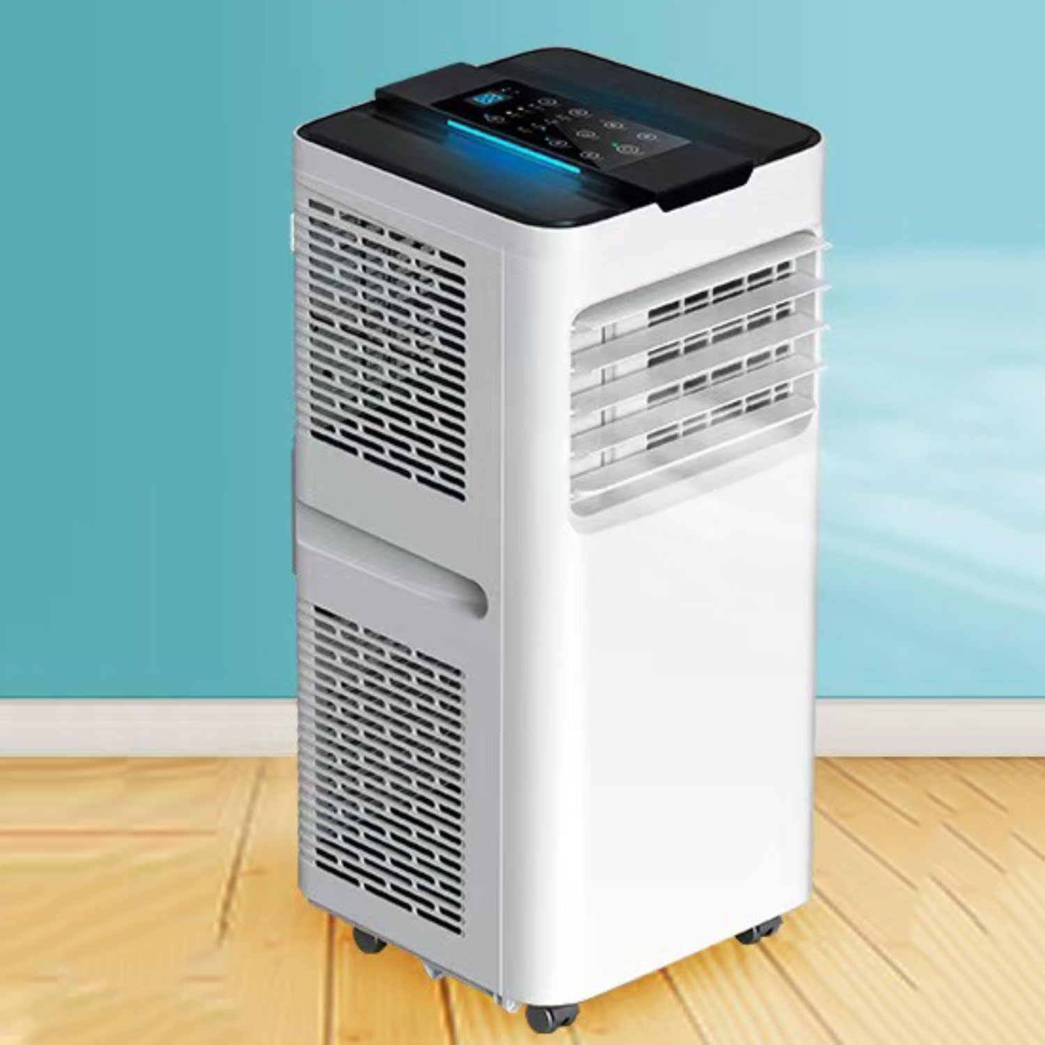  Climatiseur Portable Unité Intelligente Intelligente Avec Déshumidificateur Cool Et Modes Ventilateur Pour La Pièce Jusqu'à 350 Pieds Carrés, Télécommande, Minuterie 24 Heures, Kit D'installation