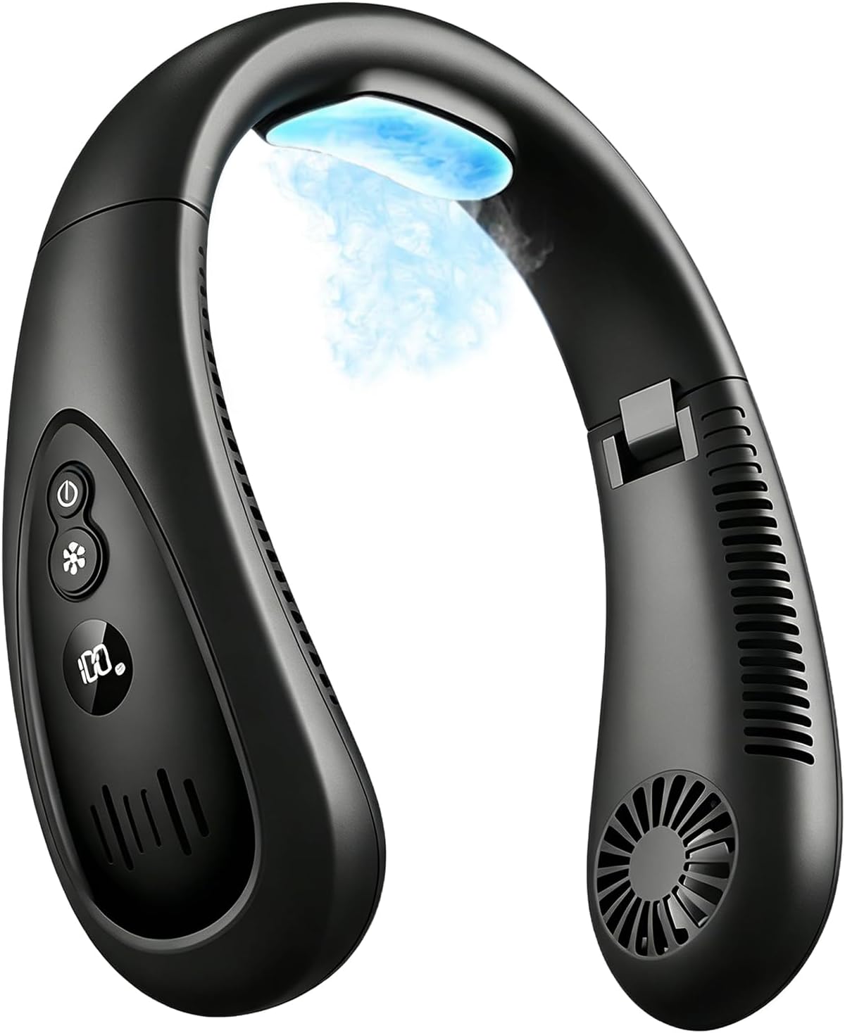  Climatiseur De Cou, Ventilateur De Cou Rechargeable Avec Flux D'air De Refroidissement Semi-conducteur, Ventilateur Portable Avec Batterie De 5000 MAh, 3 Vitesses, écran LED, Ventilateur Portable Pour