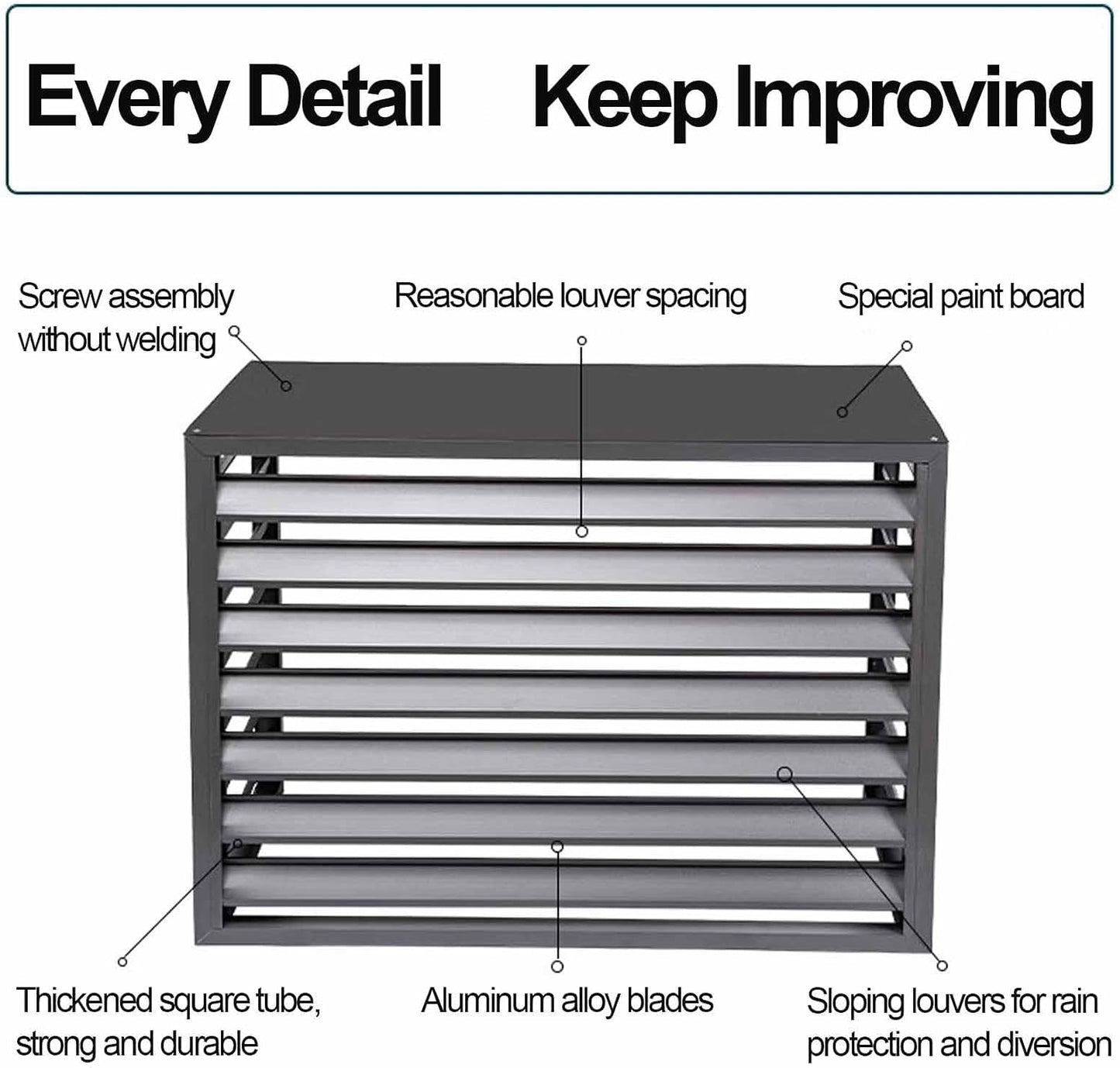  Housse De Protection En Aluminium Pour Climatiseur Extérieur, Système De Séparation AC, Résistant Aux Intempéries, Convient Pour 110 X 60 X 80 Cm, Résistante Aux UV, Idéale Pour Une Utilisation En