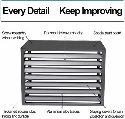  Housse De Protection En Aluminium Pour Climatiseur Extérieur, Système De Séparation AC, Résistant Aux Intempéries, Convient Pour 110 X 60 X 80 Cm, Résistante Aux UV, Idéale Pour Une Utilisation En
