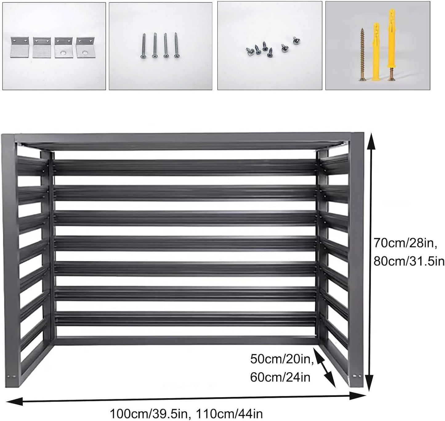  Housse De Protection Antivol Pour Climatiseur Et Pompe à Chaleur En Aluminium, Protection De Confidentialité En Alliage D'aluminium, Barrière Pour équipement De Piscine,