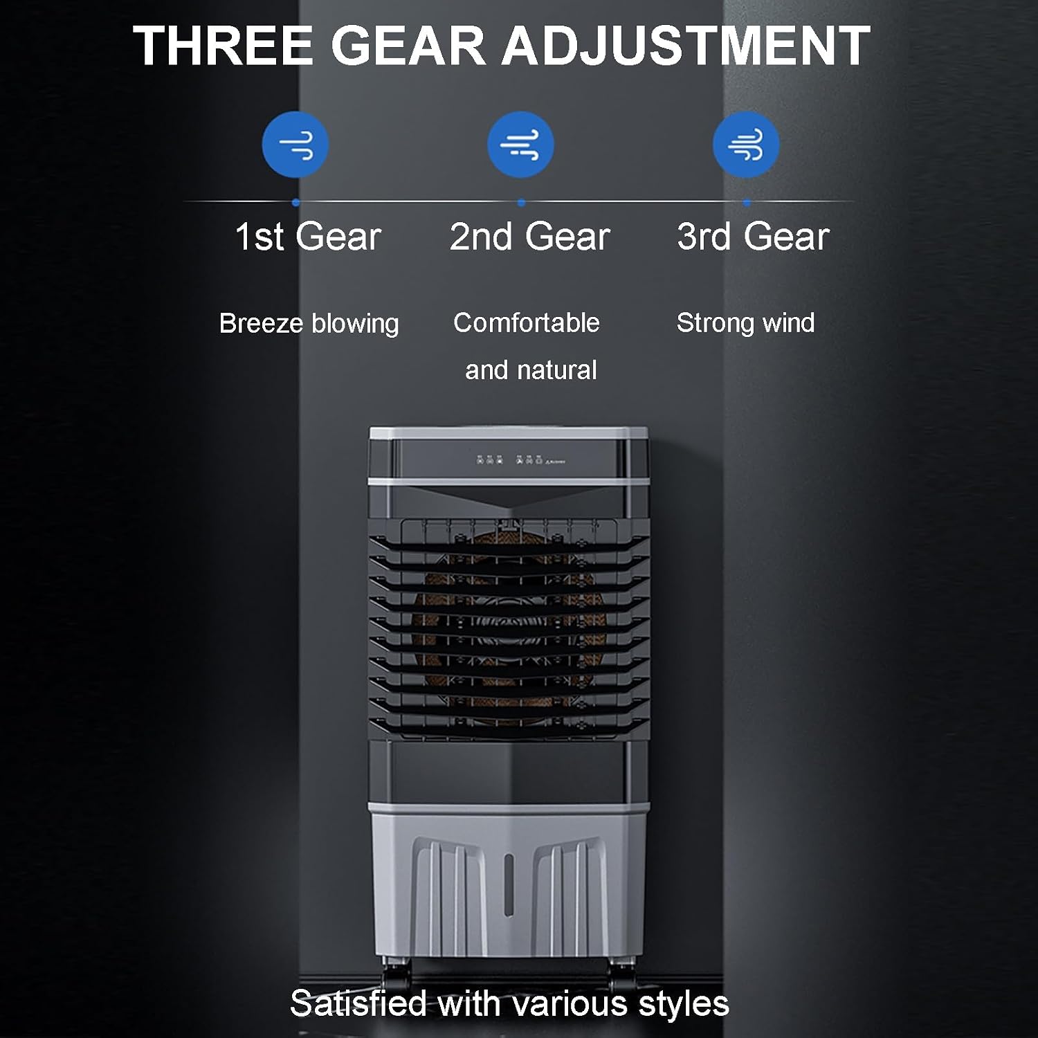  Refroidisseur D’air Évaporatif Portable, 40–50L Refroidissement Par Eau Avec Télécommande, Swamp Cooler 3 Vitesses, Minuterie 12H, Oscillation 120° Pour Garage Et Pièce(80x49x35cm)