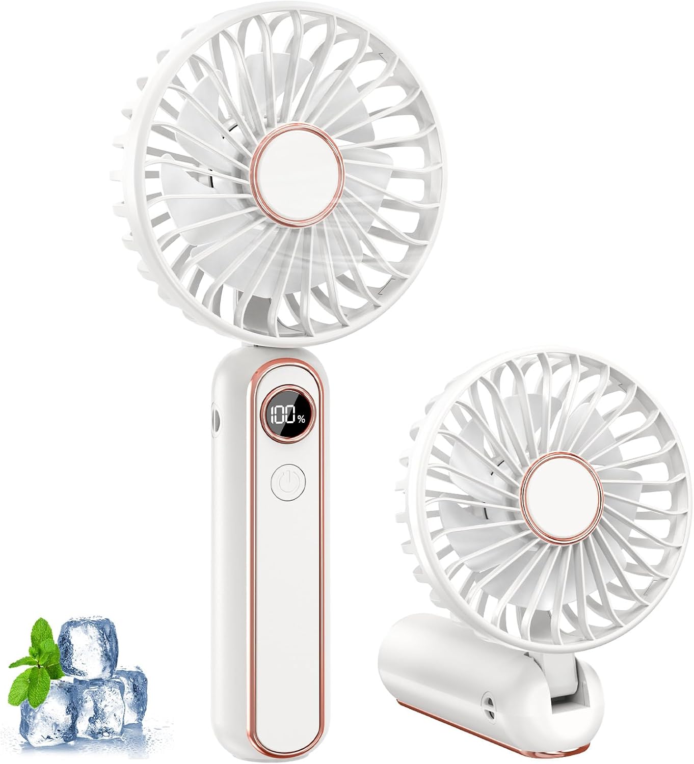  Mini Ventilateur Portable, 6 Vitesses Ventilateur Portable A Main USB Rechargeable, Affichage LCD, Silencieux, Petit Ventilateur De Poche Pliable Pour Voyage, Bureau, Maison, Extérieur