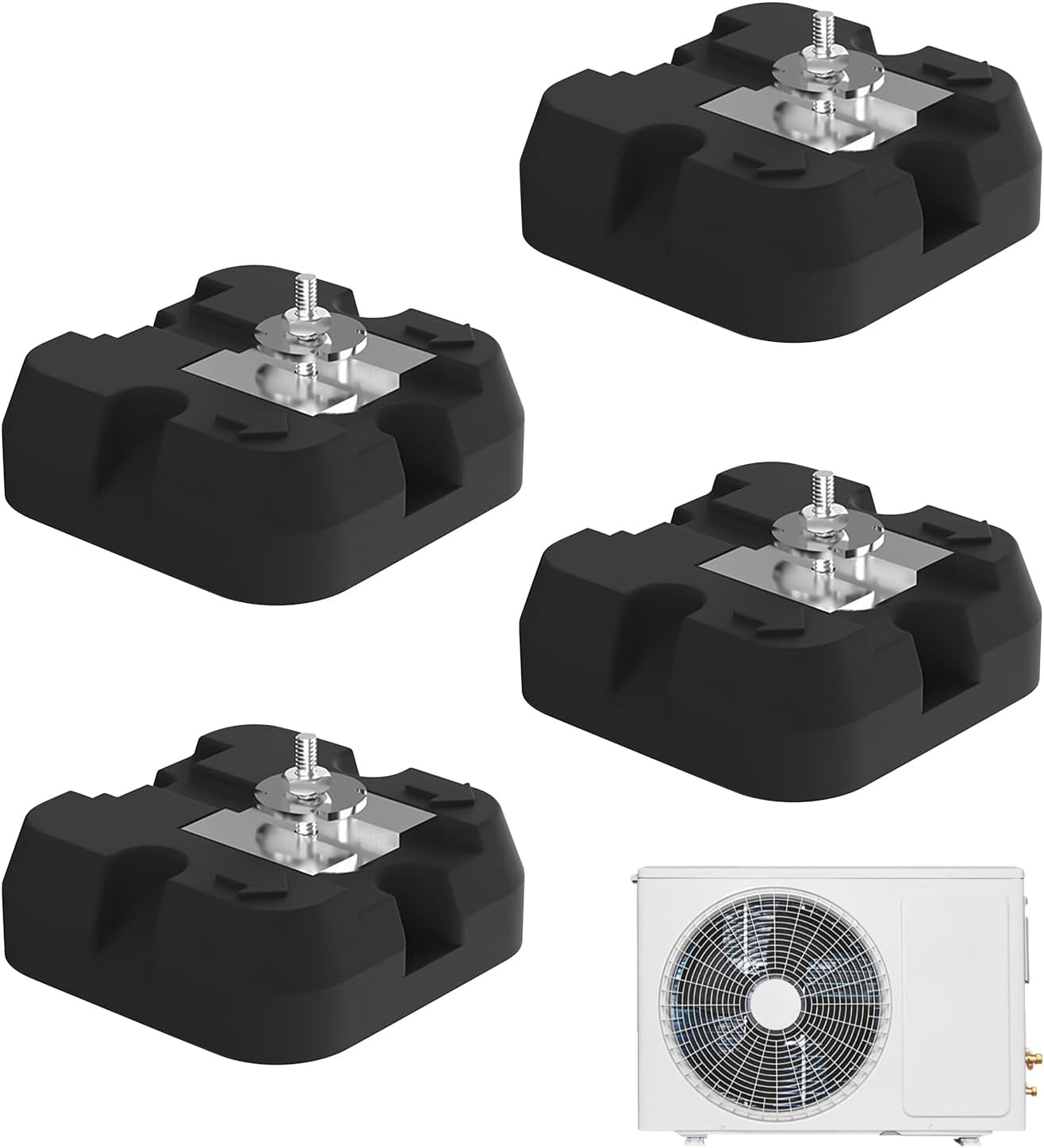  Tapis Pour Unité Extérieure De Climatisation - Support Pour Pompe à Chaleur - 4 Pieds Antivibration Pour Systèmes Split 9000-60000 BTU, Capacité 500kg