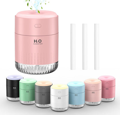  KARFUN Mini Humidificateur,350ml Portable Humidificateur D'air Chambre,Plantes Humidificateur D'air,Desktop Silencieux Mini Humidificateur Avec 7 Couleurs De Lumière,Bureau,Chambre,Voiture, (Blanc)