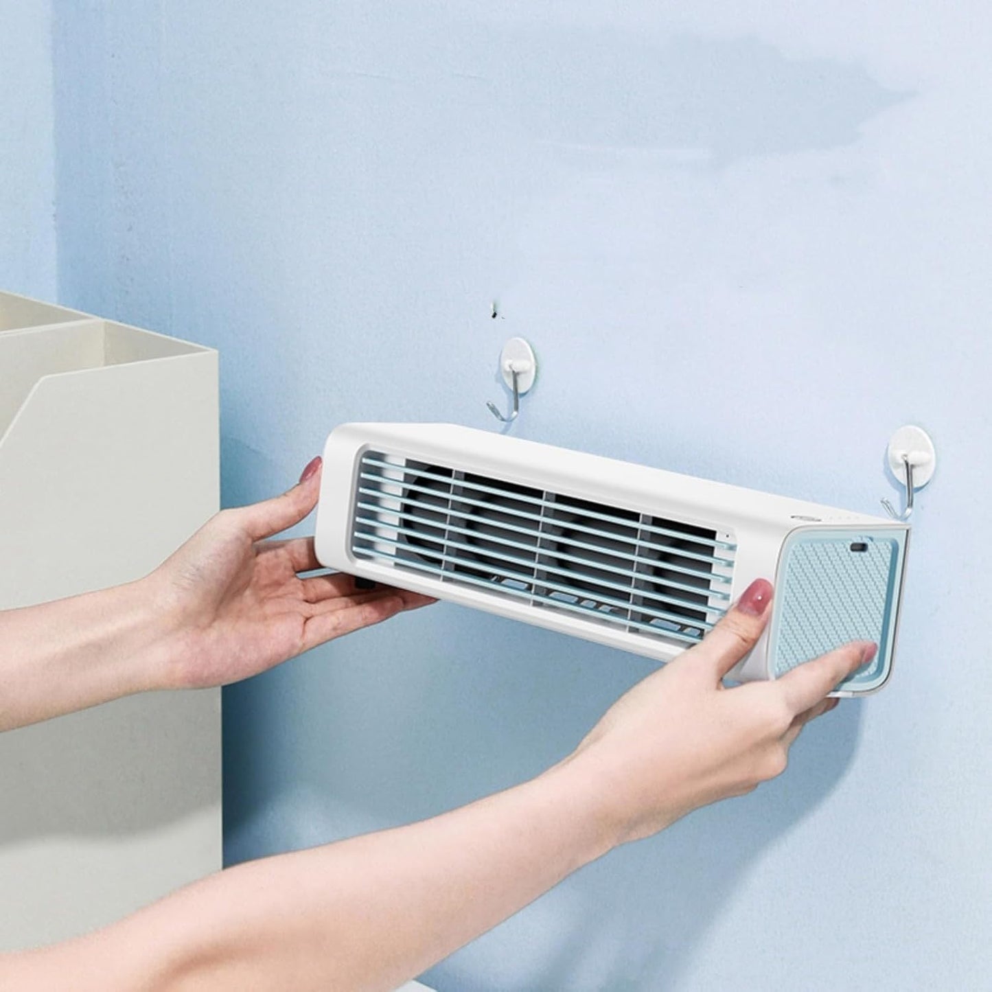 Breezamax Air Cooler Avec USB, Climatiseur Portablemini Refroidisseur D'air Sans Perçage à 3 Vitesses Pour Chambre à Coucher Et Bureau, Mural Et Utilisation Sur Bureau, Économique Et Sile