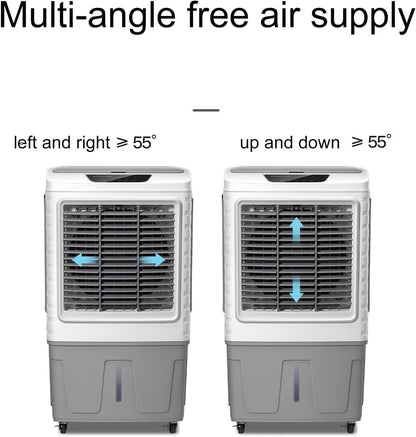 GENERIC Ventilateur De Refroidissement Par évaporation, Climatiseur Mobile 200 W à 3 Vitesses, Réservoir D'eau De 55 L Et 4 Compartiments à Glace, Idéal Pour La Maison, Le Bureau Ou Une Ch