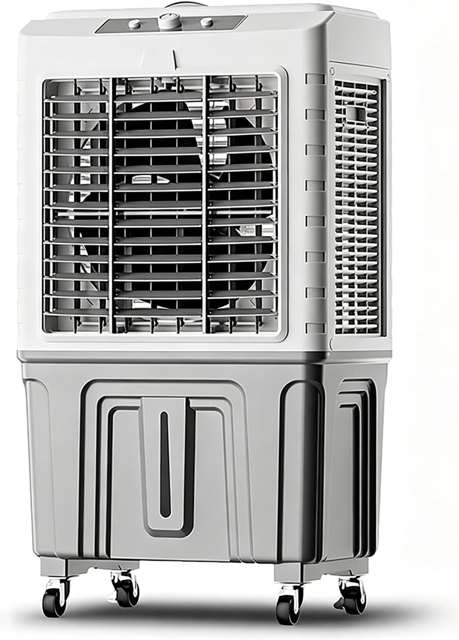 GENERIC Refroidisseur D'air Par évaporation Industriel, Ventilateur De Refroidissement à Eau Portable Avec Coussinets De Refroidissement à 3 Côtés, 3 Vitesses, Grand Réservoir D'eau Et Roues Pour Entrepôt