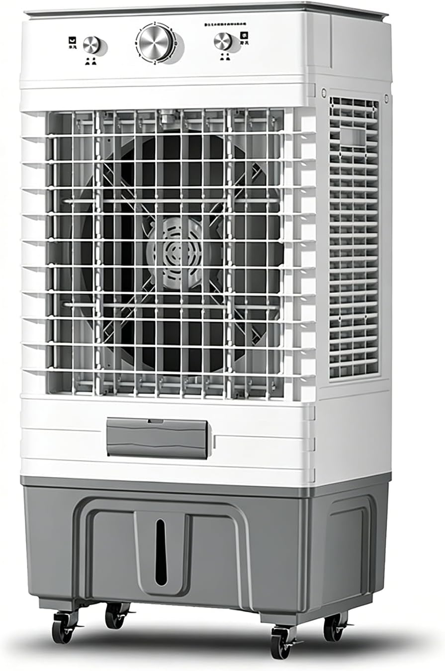 GENERIC Refroidisseur D'air Par évaporation Industriel, Ventilateur De Refroidissement à Eau Portable Avec Coussinets De Refroidissement à 3 Côtés, 3 Vitesses, Grand Réservoir D'eau Et Roues Pour Entrepôt