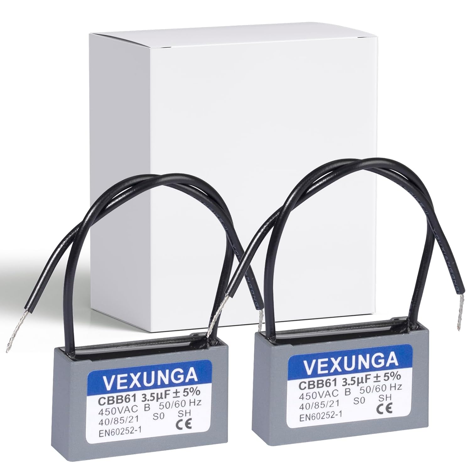  VEXUNGA CBB61 Condensateur 1,8uF 450V Condensateurs Ventilateur Moteur 1.8 UF 450V AC 50/60Hz Pour Climatisation (2Pièces)