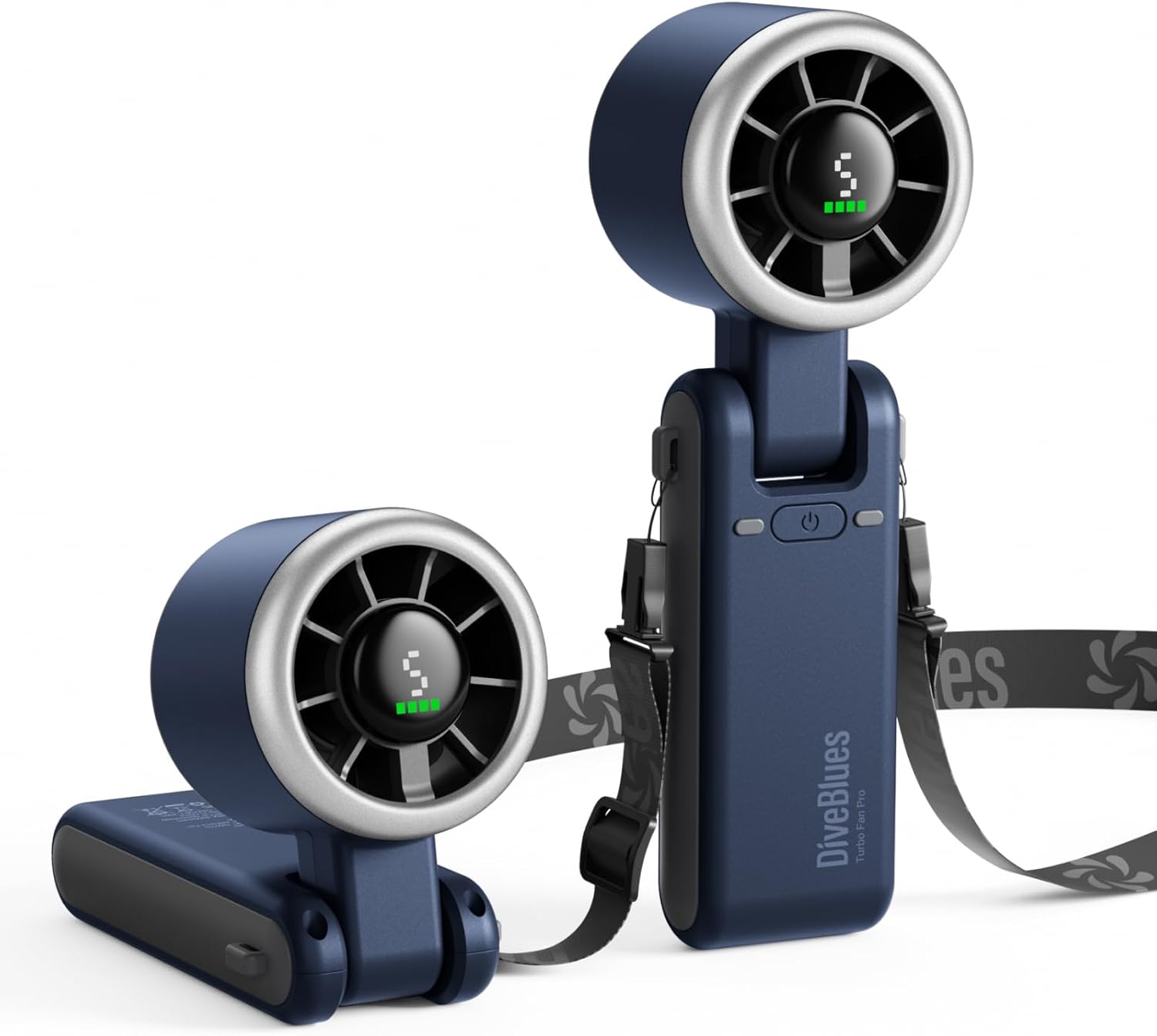  Diveblues Ventilateur Portable à Main, Ultra Rapide 10m/s, 5 Vitesses, Batterie Rechargeable, Jusqu'à 12h, Ventilateur De Poche Avec Technologie Turbo Pour Extérieur, Voyage, Noir