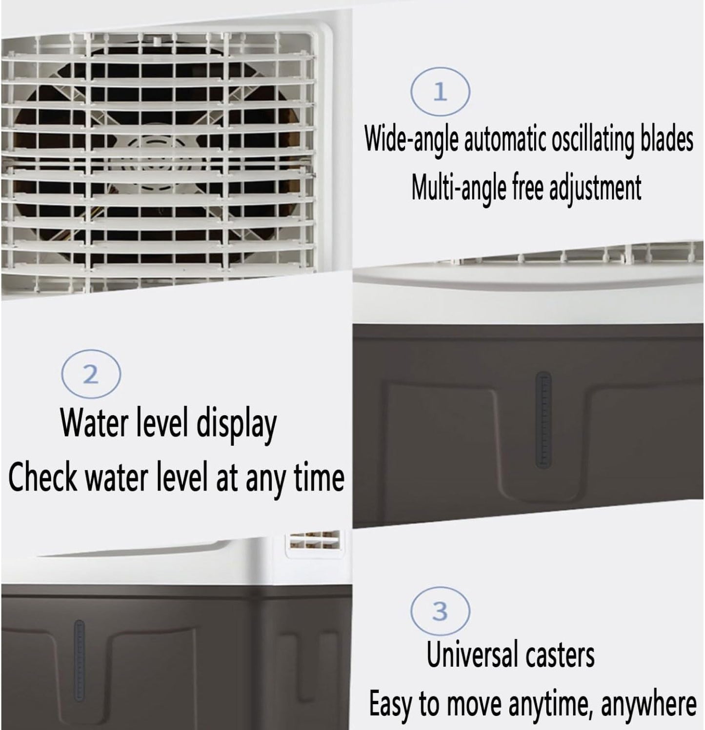 GENERIC Refroidisseur D'air Portable Avec Réservoir De 30L, Ventilateur à Courant Alternatif évaporatif Pour Une Utilisation Intérieure.Doté De 3 Vitesses, Oscillation Grand Angle, Télécommande Et Mobilité Fa