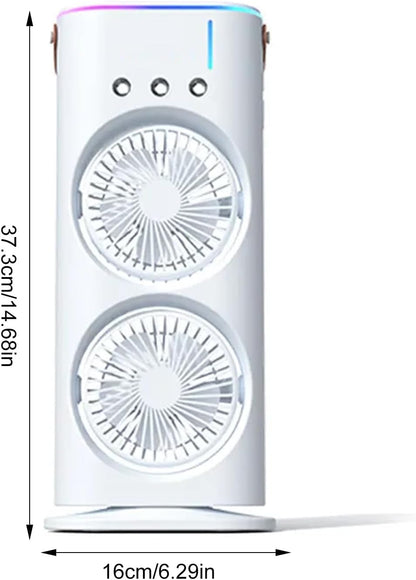  Ventilateur Pulvérisateur Portable à Double Extrémité, Refroidisseur D'air Par évaporation De Lumière LED, Humidificateur Rechargeable Par USB, Ventilateur De Bureau à Double Extrémité Avec