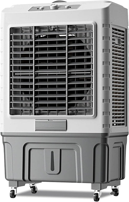  Climatiseur évaporatif Portable Avec Réservoir D'eau De 55 Litres, Oscillation à 120° Et 3 Vitesses Pour Rafraîchir Une Pièce, Une Terrasse Ou Un Garage.