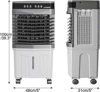  Climatiseur Mobile Silencieux 13.2L, 3 En 1 Refroidisseur D'air Portable Avec Humidificateur, Ventilateur, Sans évacuation, 3 Vitesses, 12H Minuteries, 120°Oscillation For Chambre, Cuisine