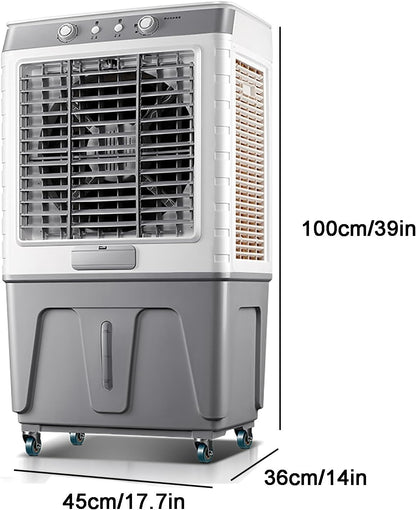 GENERIC Refroidisseur D'évaporation Portable, Ventilateur De Climatiseur à 3 Vitesses Avec Packs De Glace Pour L'intérieur De L'extérieur, Humidificateur De Grande Capacité Avec Oscillation Large Et Conceptio