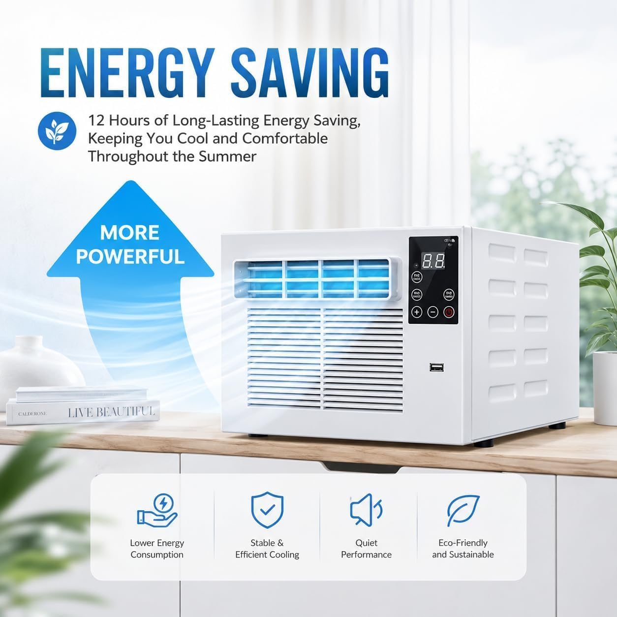  Déshumidificateur De Climatiseur Portable, 1876BTU Mini AC Unit, 280W Énergie Efficacité Refroidissement Pour Chambre à Coucher, Dortoir, Cuisine, Pas D'unité Extérieure Nécessaire, Murmures Fonctionn