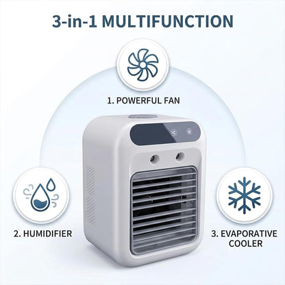 Mini-refroidisseur D'air Personnel Rechargeable Avec Fonction D'humidification Par Brumisation, Ventilateur Rafraîchisseur D'air Par évaporation Portable, Unité De Climatisation Compacte (2pcs)