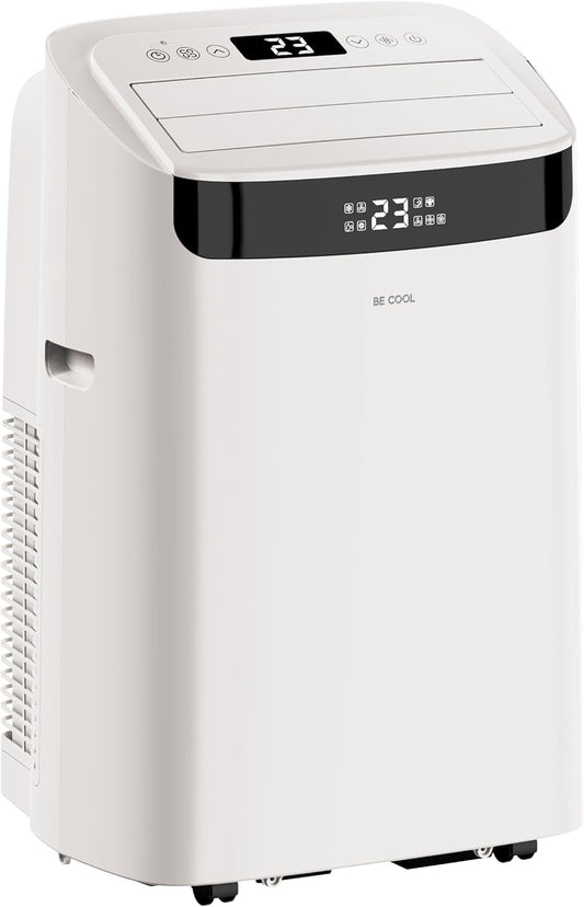  BE COOL Climatiseur Mobile 12000 BTU Avec Chauffage Et Wi-Fi, Silencieux Grâce à L'onduleur, Climatiseur Mobile 4 En 1 Avec Déshumidificateur Et Ventilateur, Pour Pièces Jusqu'à 42 M², Blanc