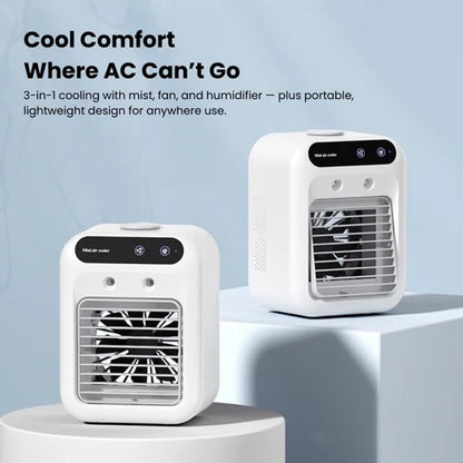  Ventilateur Rafraîchisseur D'air Portable 3 En 1 Rechargeable, Mini Climatiseur Silencieux Pour Bureau, Rafraîchisseur D'air évaporatif Personnel Alimenté Par USB (A)