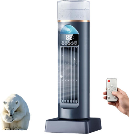GENERIC Ventilateur Portable à Refroidissement Par Eau, Rafraîchisseur D'air Par évaporation Avec Télécommande Et Réservoir D'eau De 230 Ml, Silencieux, 6 Vitesses Et Minuterie 6 H, Ventilateur Tour White