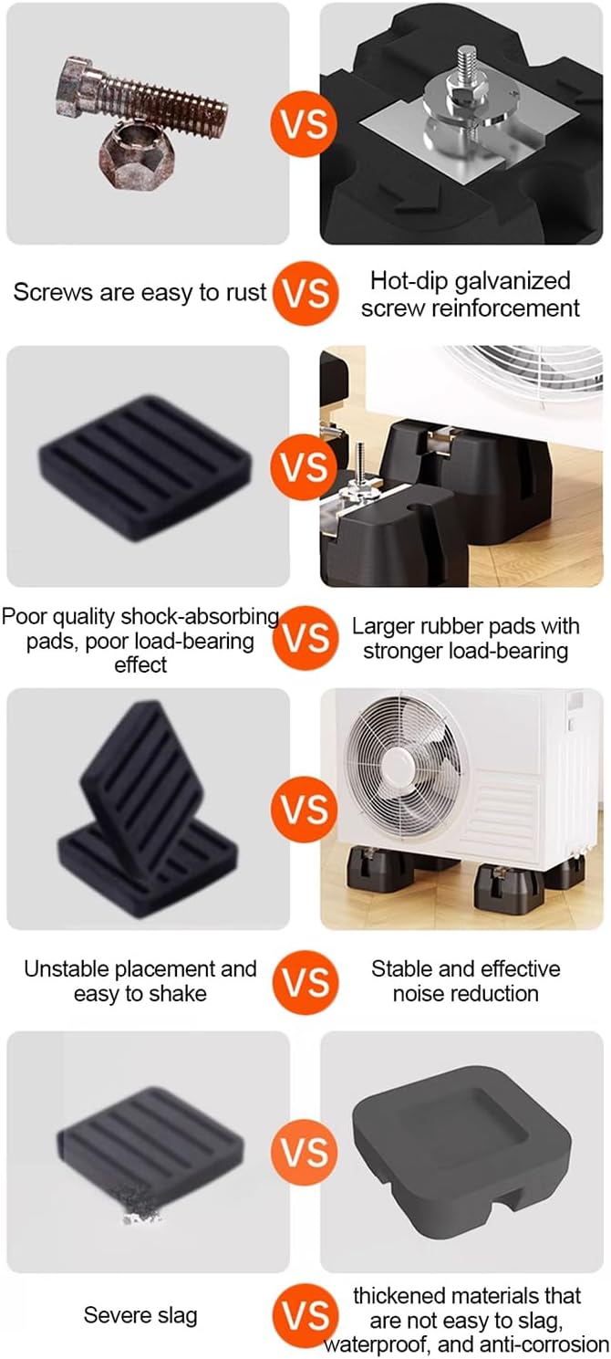  Tapis Pour Unité Extérieure De Climatisation - Support Pour Pompe à Chaleur - 4 Pieds Antivibration Pour Systèmes Split 9000-60000 BTU, Capacité 500kg