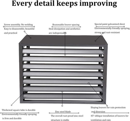 GENERIC Housse De Protection Pour Climatiseur Extérieur - Clôture De Protection Pour Climatiseur - Résistant Aux Intempéries - Étagère De Rangement Pour éviter Les Dommages Et Les Débris