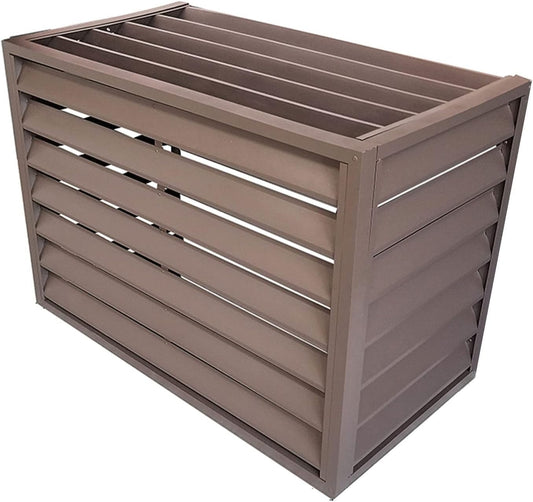 GENERIC Housse En Aluminium Marron Pour Climatiseur – Mini Housse De Pompe à Chaleur Fendue Pour Unités Extérieures, Clôture élégante Pour Dissimuler La Climatisation Intérieure/extérieure