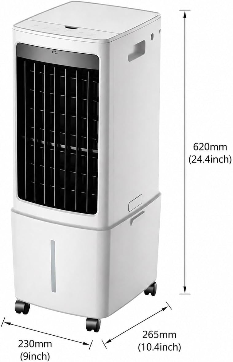GENERIC Refroidisseur D'évaporation Portable 12L Avec Télécommande Et Minuterie, Ventilateur De Climatiseur Basse énergie Avec Roues, Brime Silencieux Pour La Chambre De Bureau à Domicile