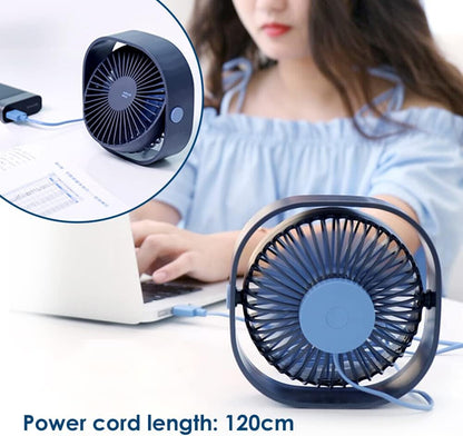  Simpeak Ventilateur USB Mini Ventilateur Portable Silencieux Ventilateur Bureau 3 Vitesses Réglable Alimenté Par USB, Pour Le Maison Et Bureau (Bleu)